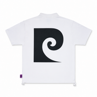 back Plogo short sleeve polo｜WHITE × BLACK - product