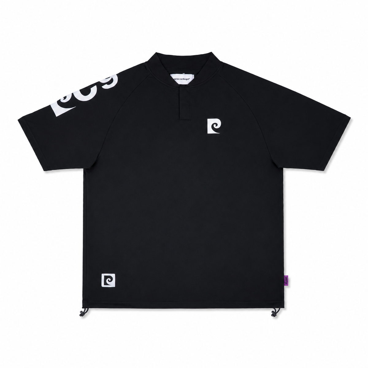 sleeve logo short sleeve henry neck｜BLACK × WHITE - product