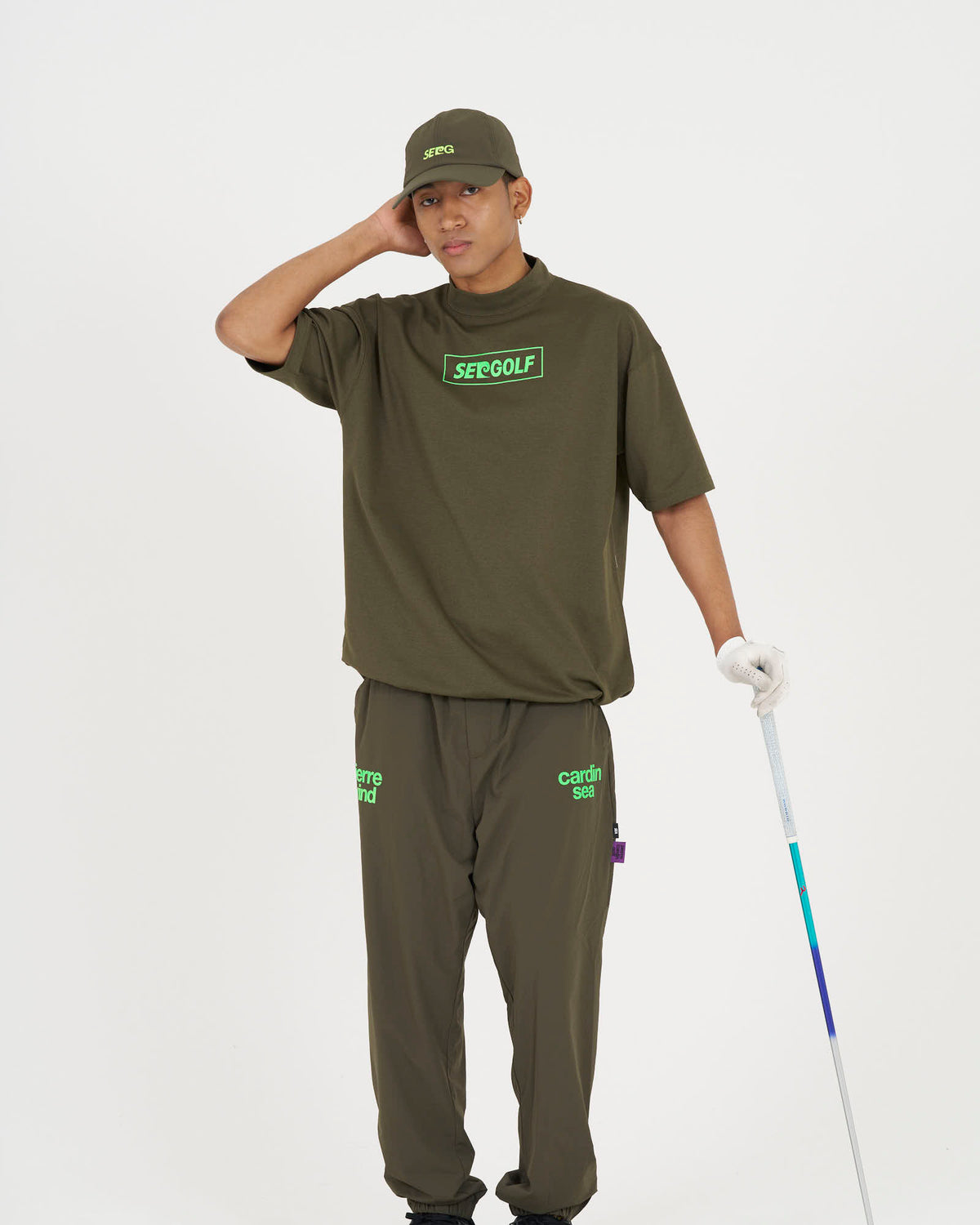 pierre cardin golf ×WIND AND SEA logo short sleeve mock-neck | KHAKI