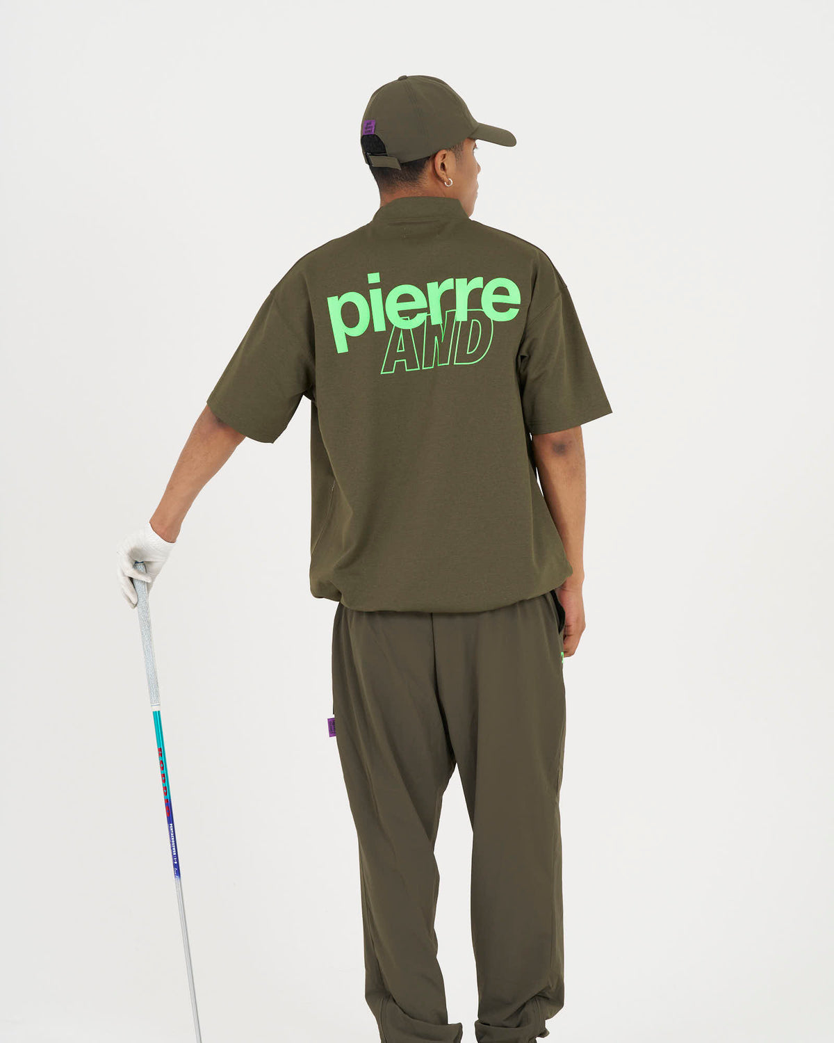 pierre cardin golf ×WIND AND SEA logo short sleeve mock-neck | KHAKI