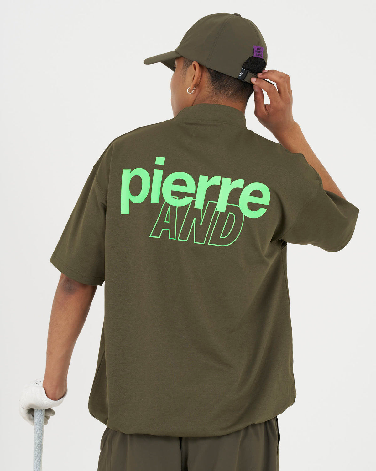 pierre cardin golf ×WIND AND SEA logo short sleeve mock-neck | KHAKI