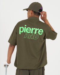 pierre cardin golf ×WIND AND SEA logo short sleeve mock-neck | KHAKI
