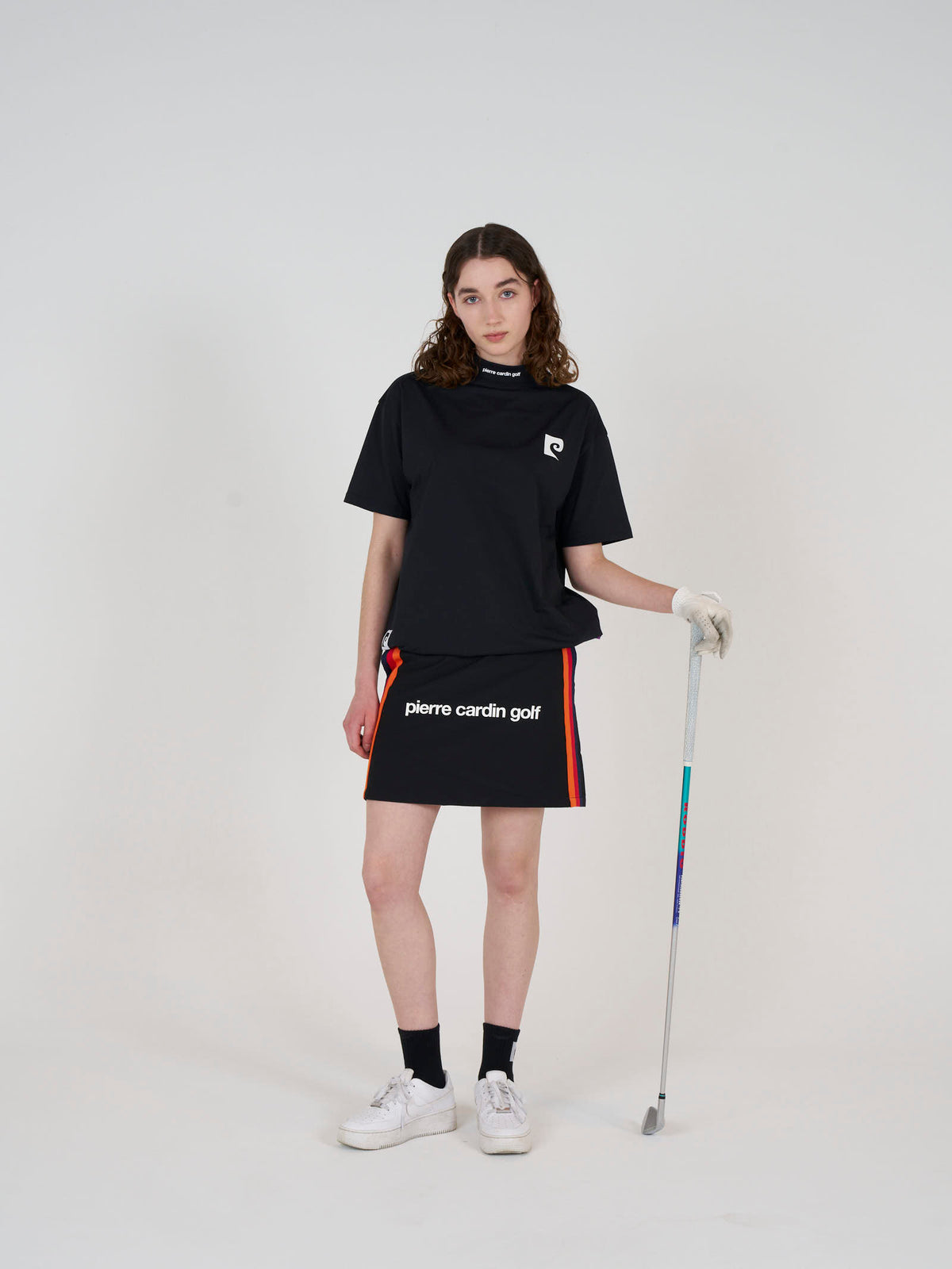 back logo short sleeve mock-neck｜BLACK × WHITE - product