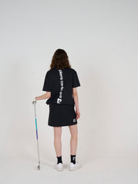 back logo short sleeve mock-neck｜BLACK × WHITE - product