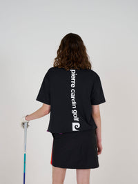 back logo short sleeve mock-neck｜BLACK × WHITE - product