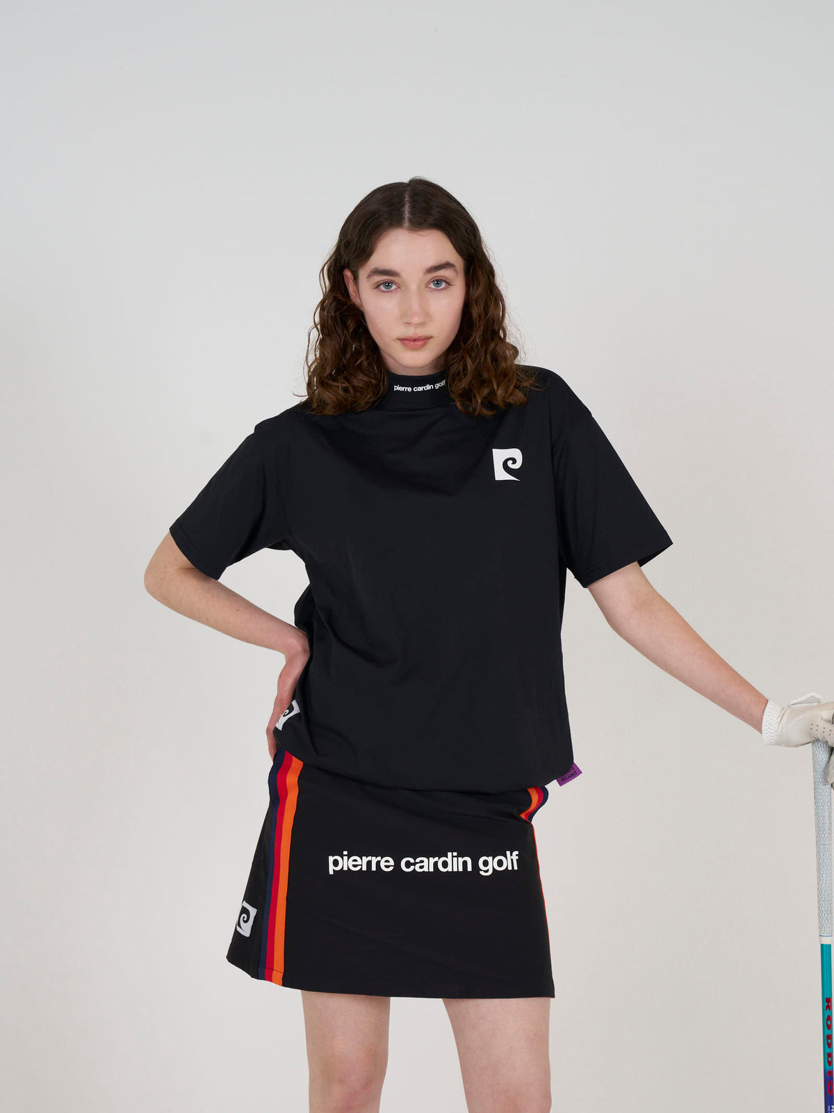 back logo short sleeve mock-neck｜BLACK × WHITE - product