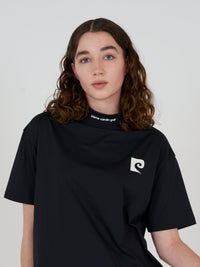 back logo short sleeve mock-neck｜BLACK × WHITE - product