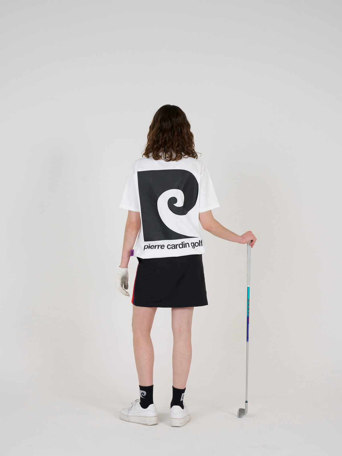 graphic P short sleeve mock-neck｜WHITE × BLACK