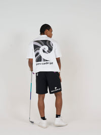 graphic P short sleeve mock-neck｜WHITE × GRAY - product