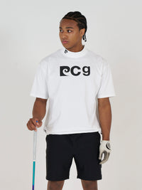 graphic P short sleeve mock-neck｜WHITE × GRAY - product