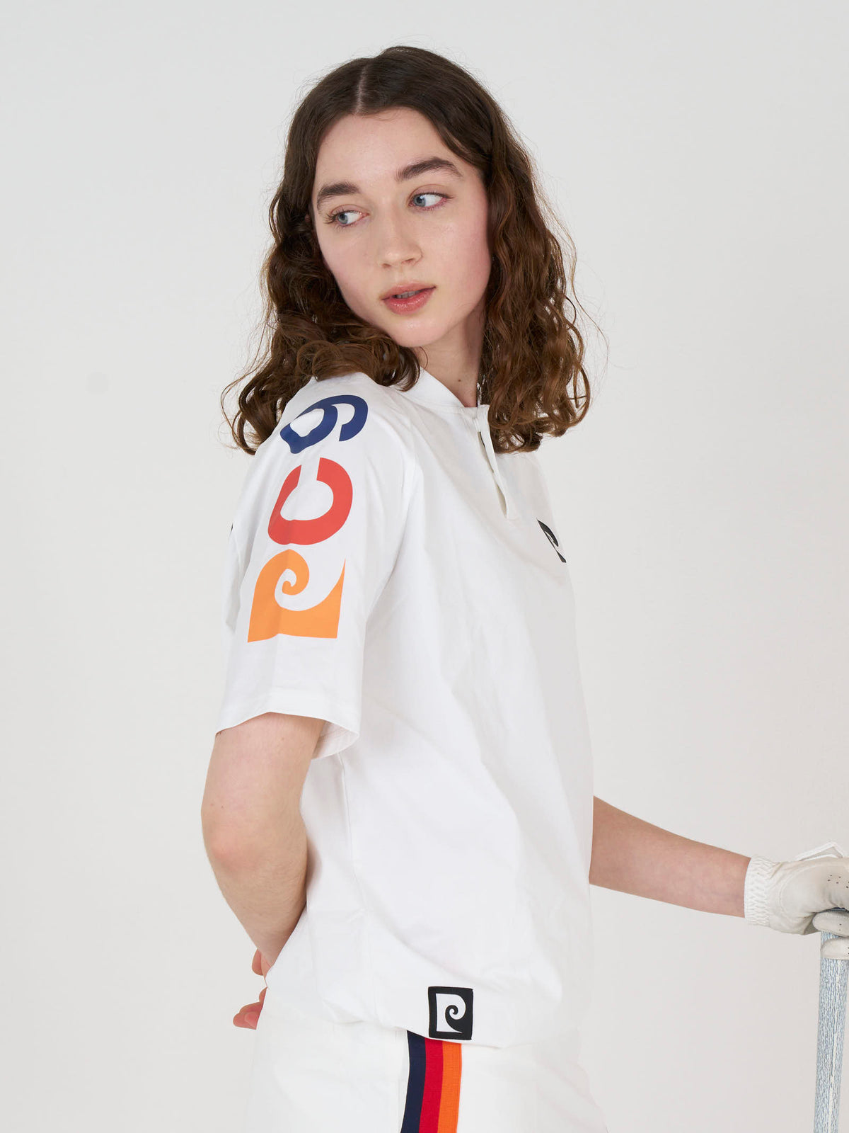 sleeve logo short sleeve henry neck｜WHITE × MULTI - product