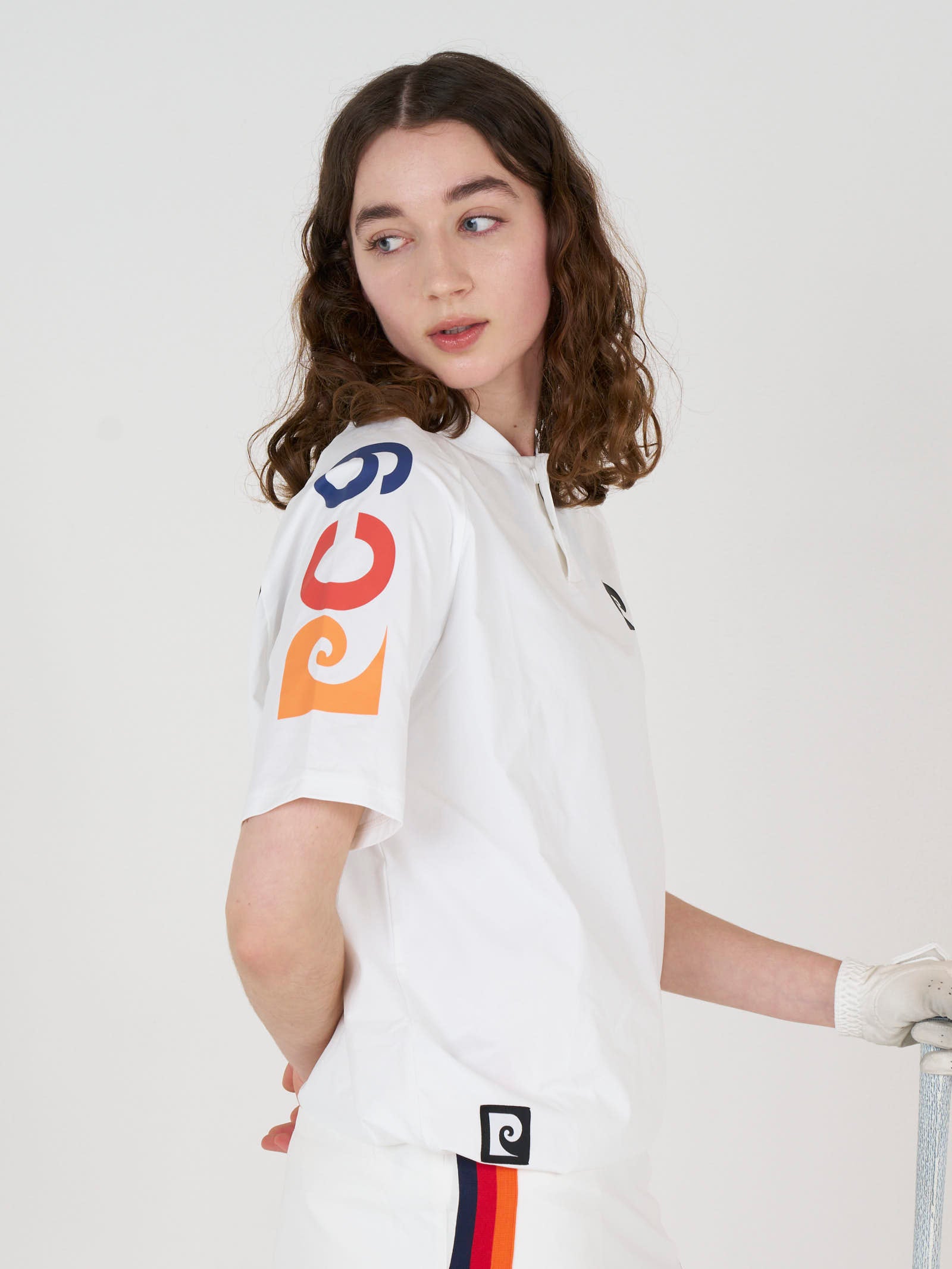 sleeve logo short sleeve henry neck｜WHITE × MULTI - product