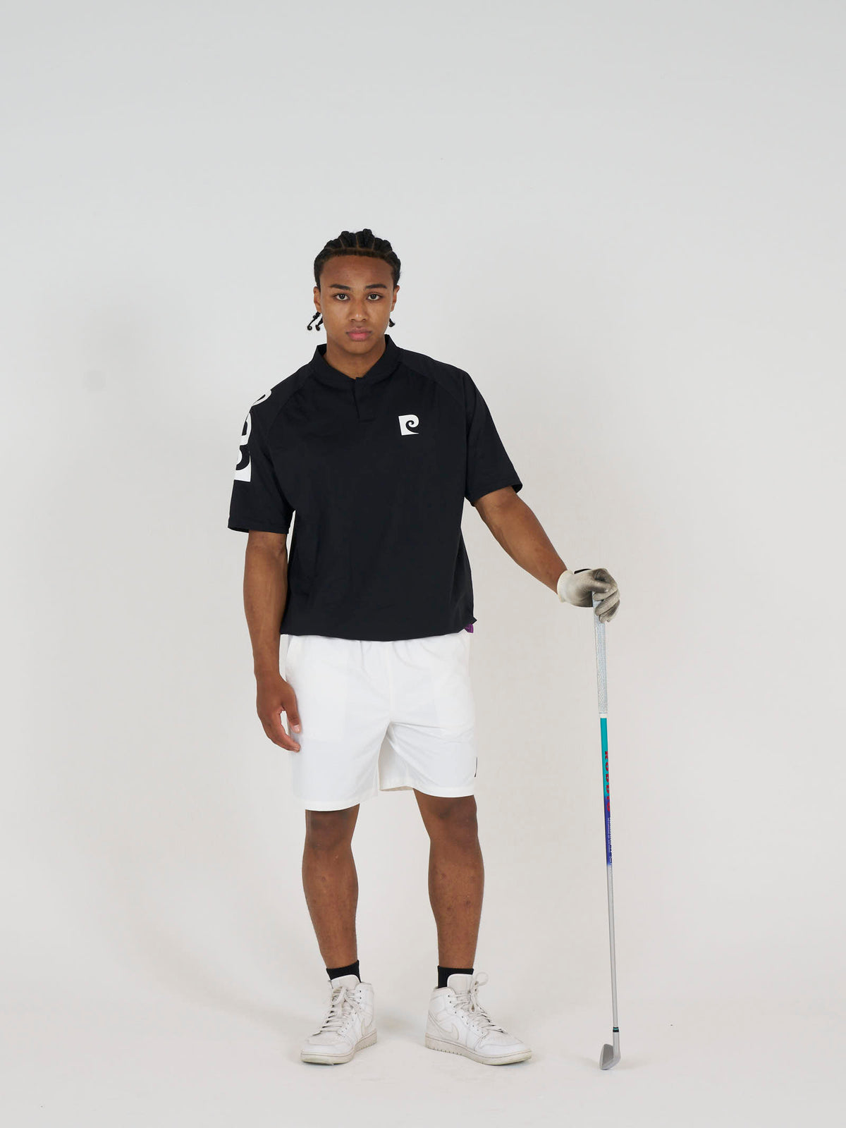 sleeve logo short sleeve henry neck｜BLACK × WHITE - product