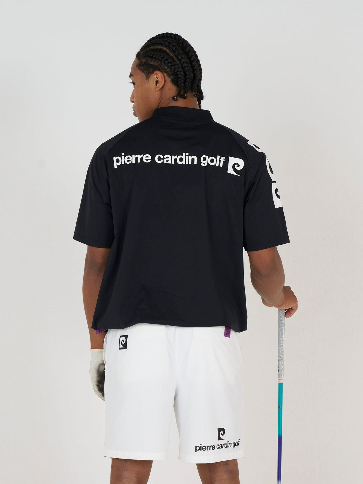 sleeve logo short sleeve henry neck｜BLACK × WHITE - product
