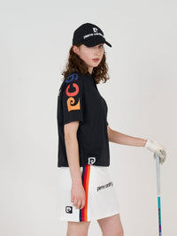 sleeve logo short sleeve henry neck｜BLACK × MULTI