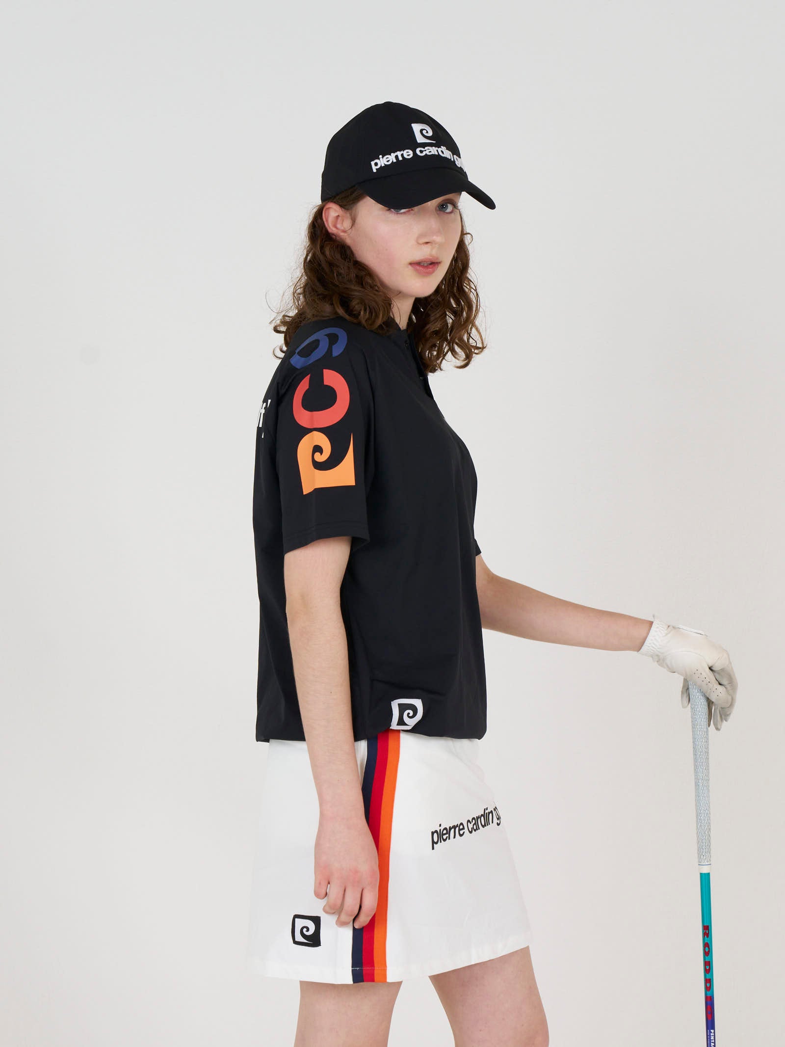 sleeve logo short sleeve henry neck｜BLACK × MULTI