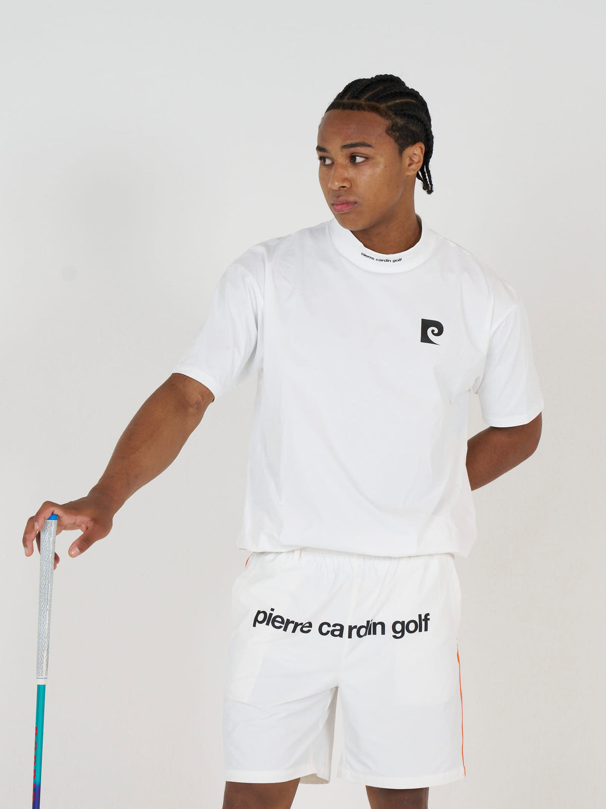 back logo short sleeve mock-neck｜WHITE × BLACK