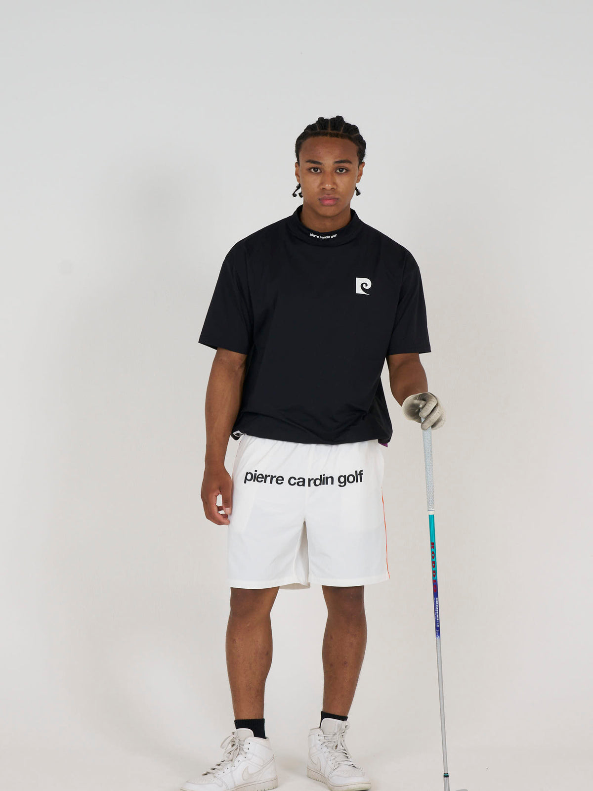 back logo short sleeve mock-neck｜BLACK × MULTI - product