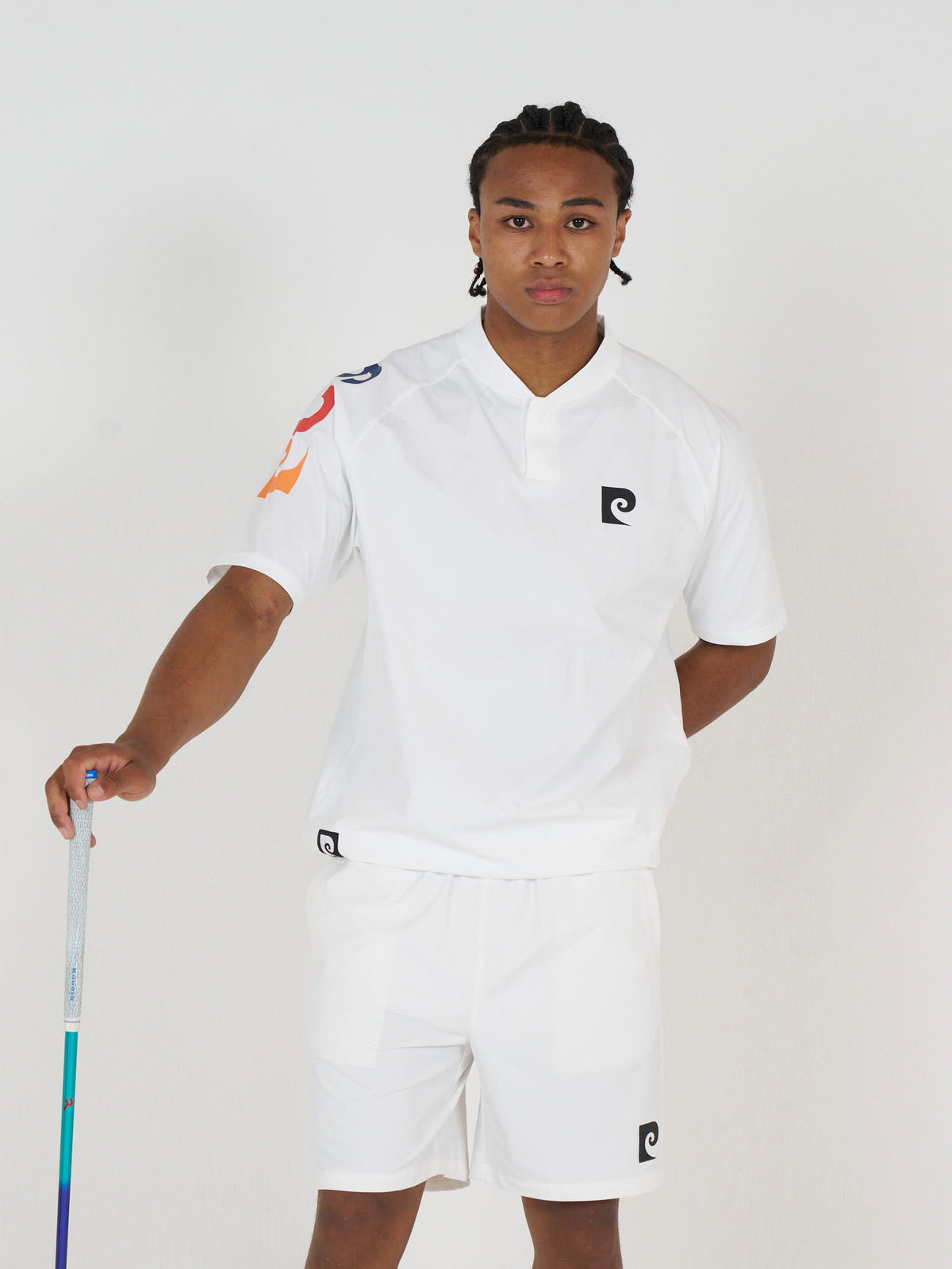 sleeve logo short sleeve henry neck｜WHITE × MULTI