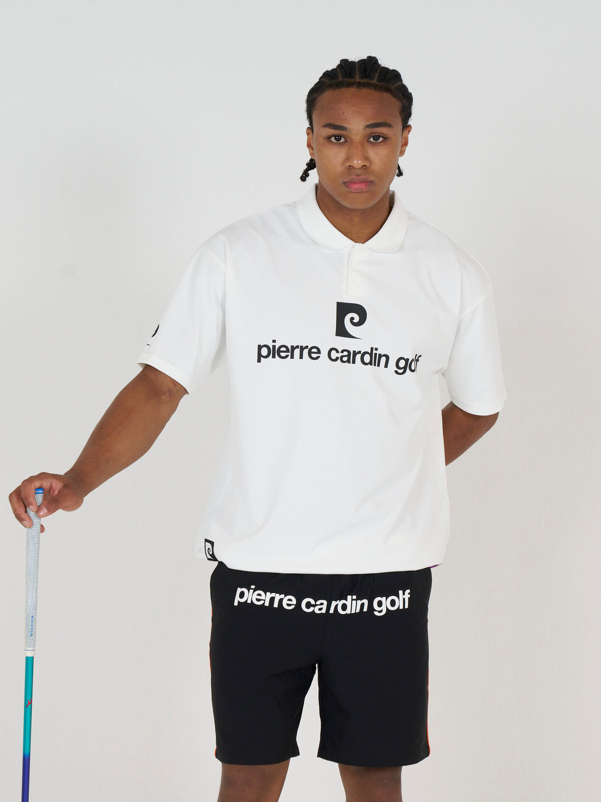 front logo short sleeve polo｜WHITE × BLACK - product
