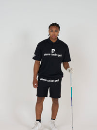 front logo short sleeve polo｜BLACK × WHITE - product