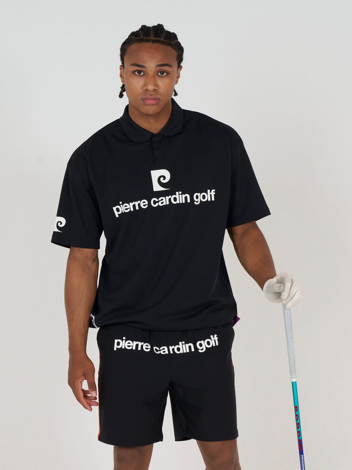 front logo short sleeve polo｜BLACK × WHITE - product