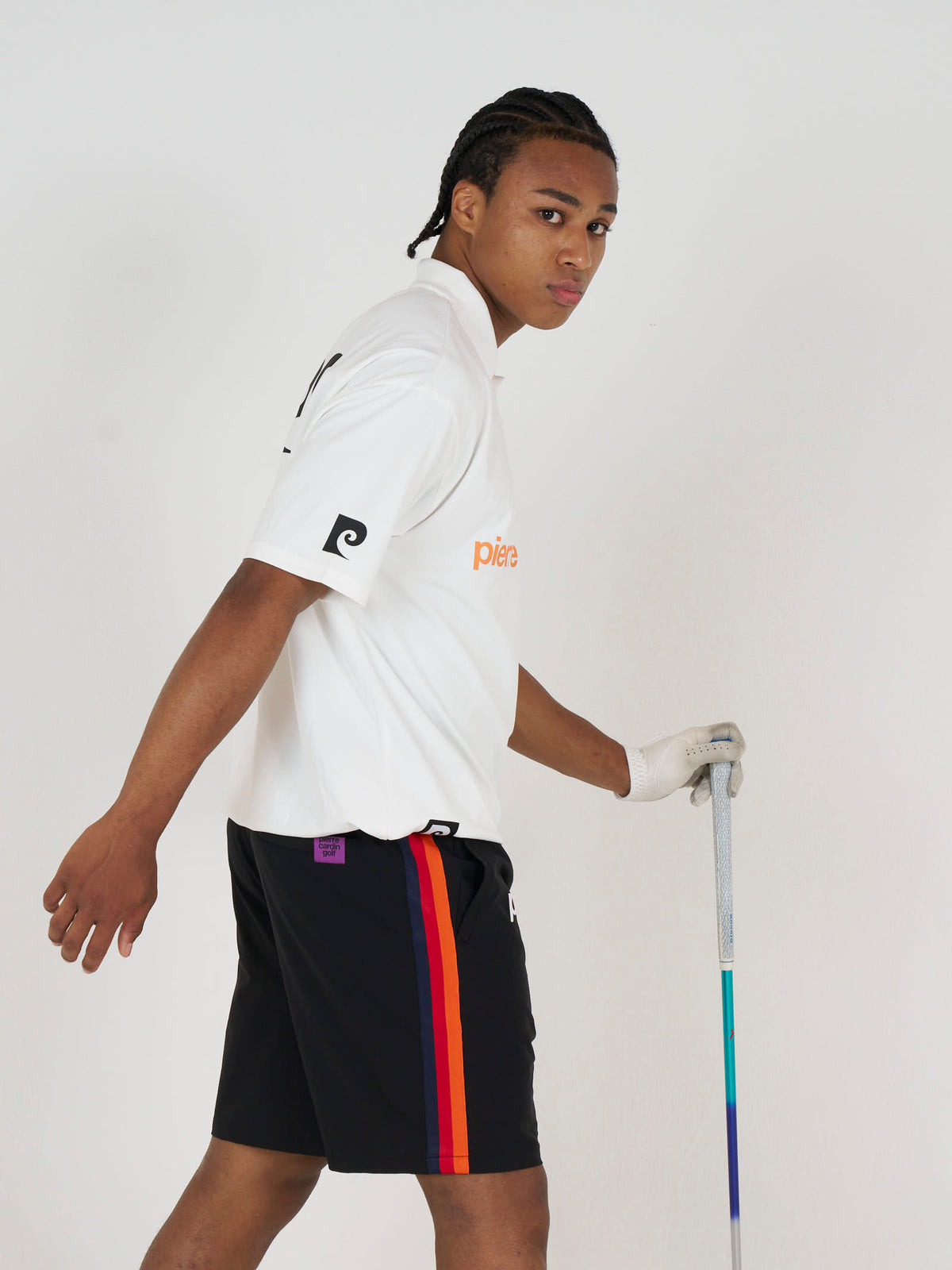 front logo short sleeve polo｜WHITE × MULTI