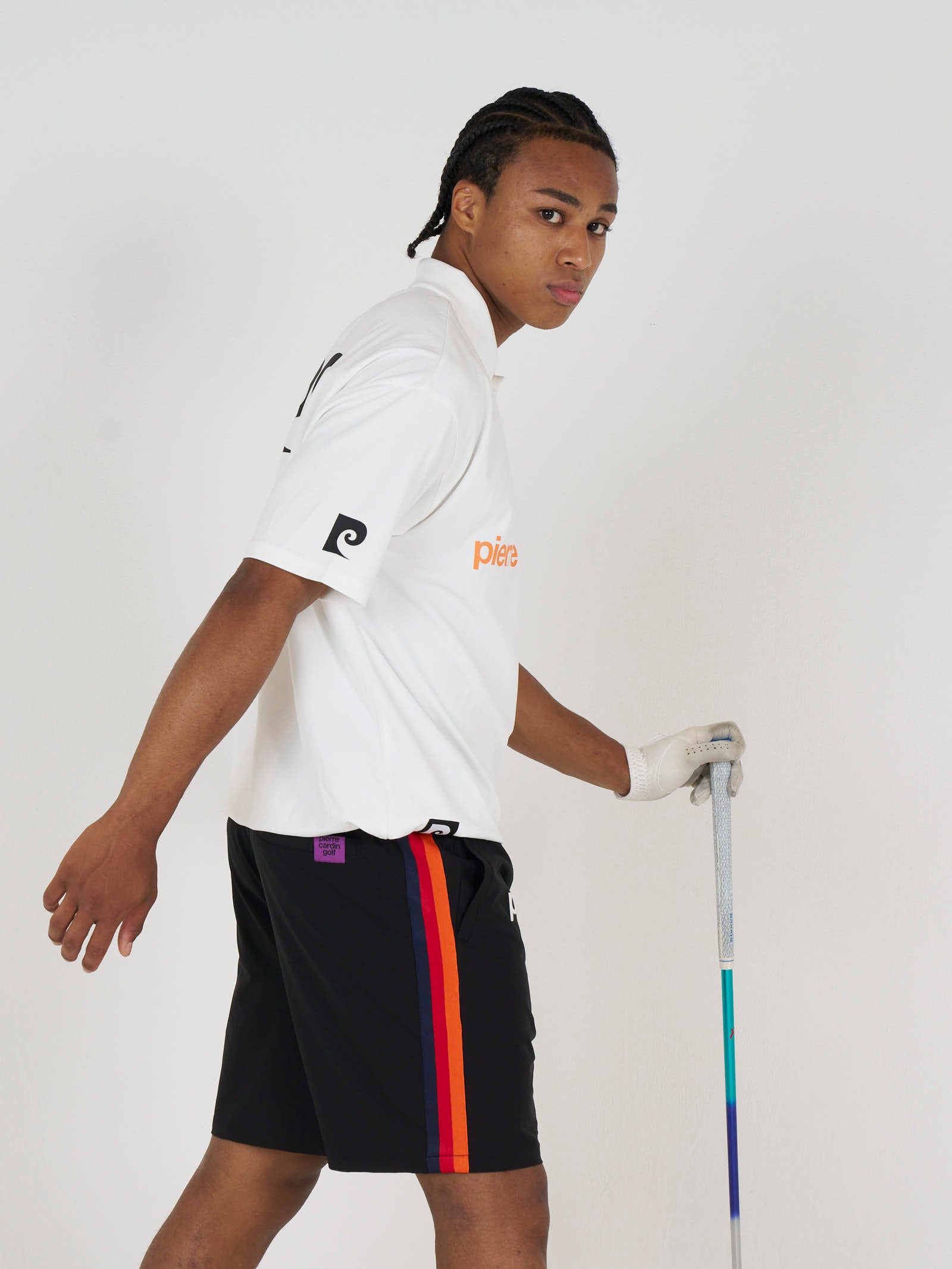front logo short sleeve polo｜WHITE × MULTI