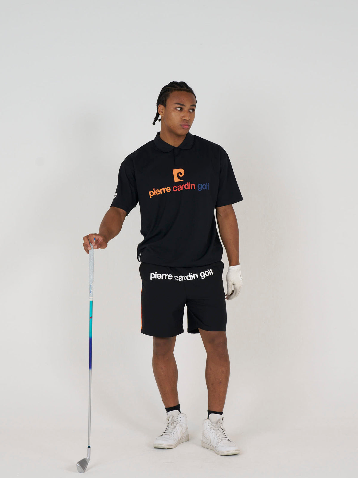 front logo short sleeve polo｜BLACK × MULTI