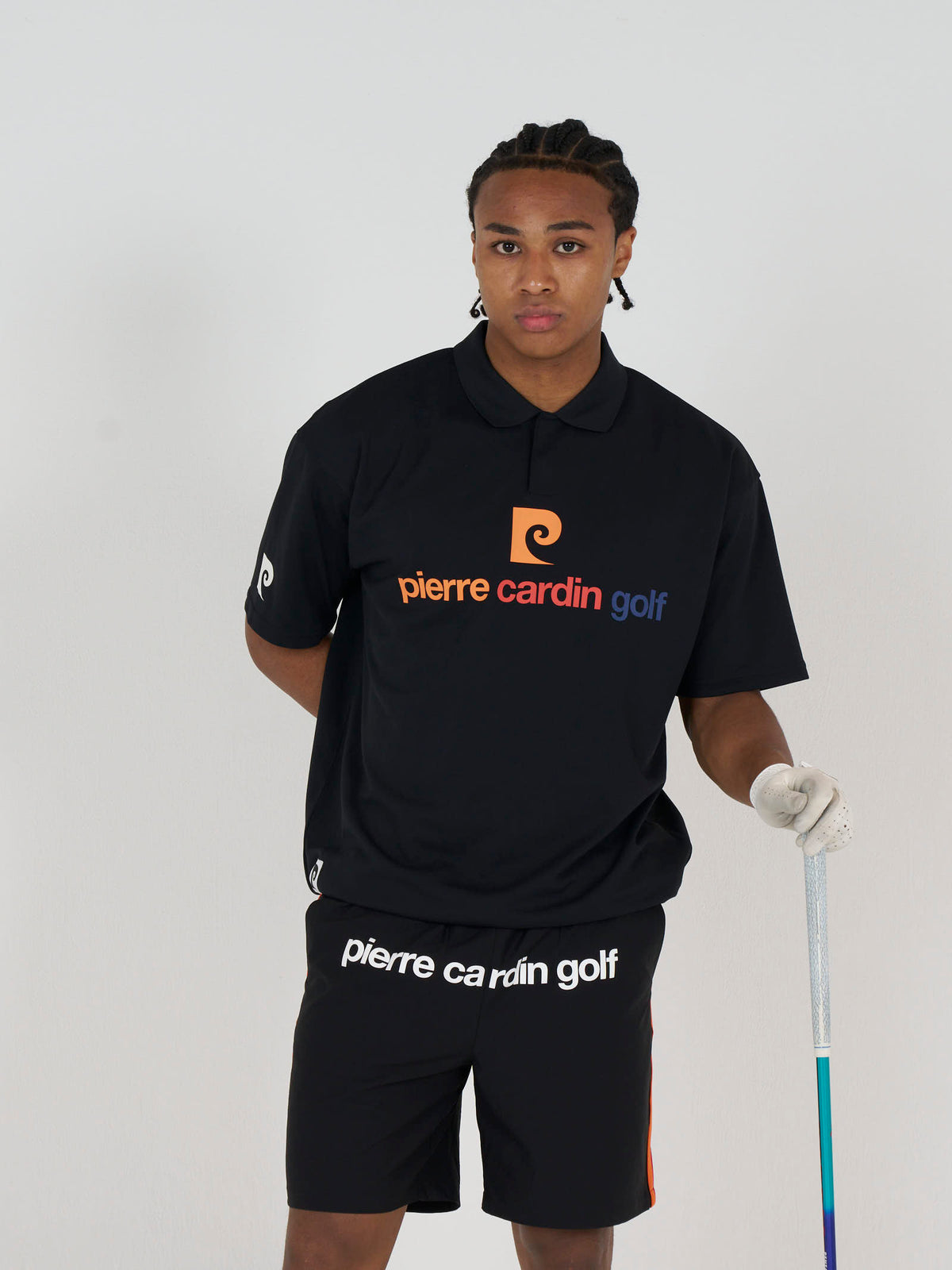 front logo short sleeve polo｜BLACK × MULTI - product