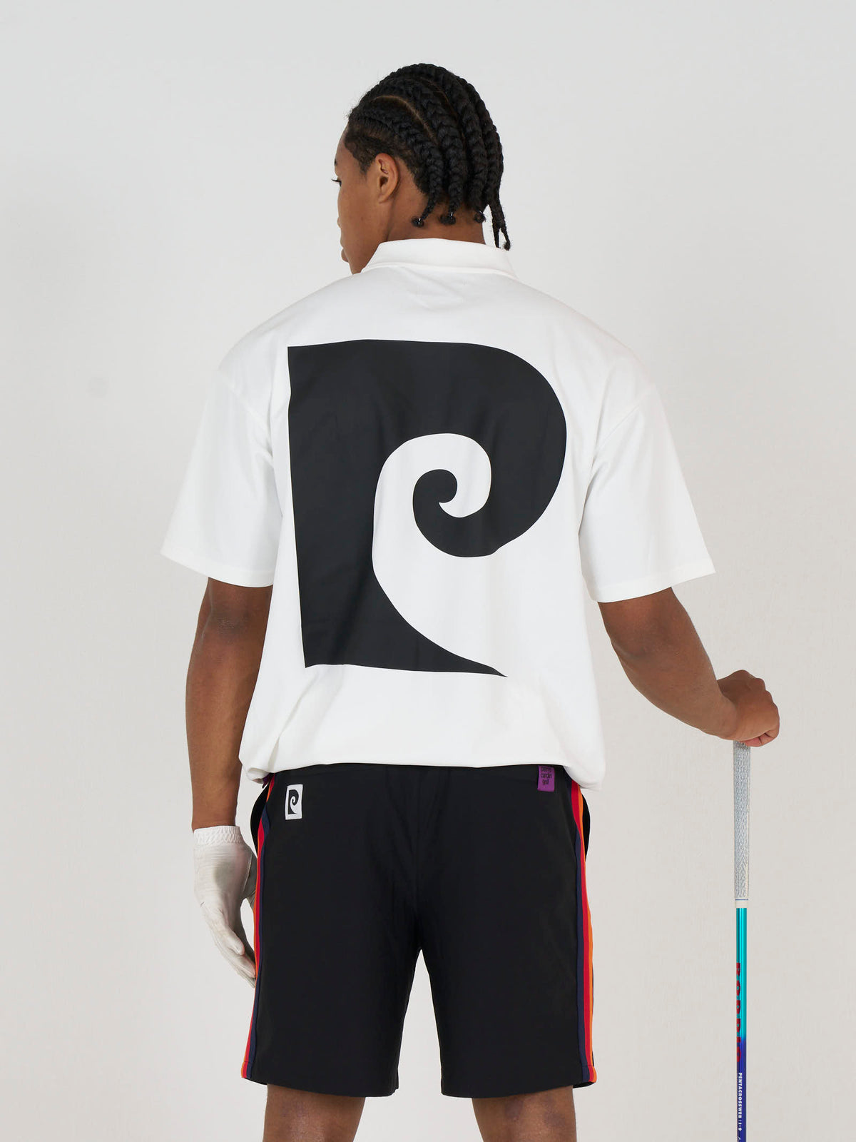 back Plogo short sleeve polo｜WHITE × BLACK - product