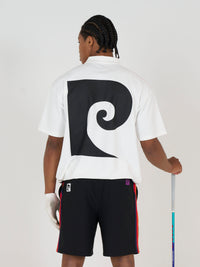 back Plogo short sleeve polo｜WHITE × BLACK - product
