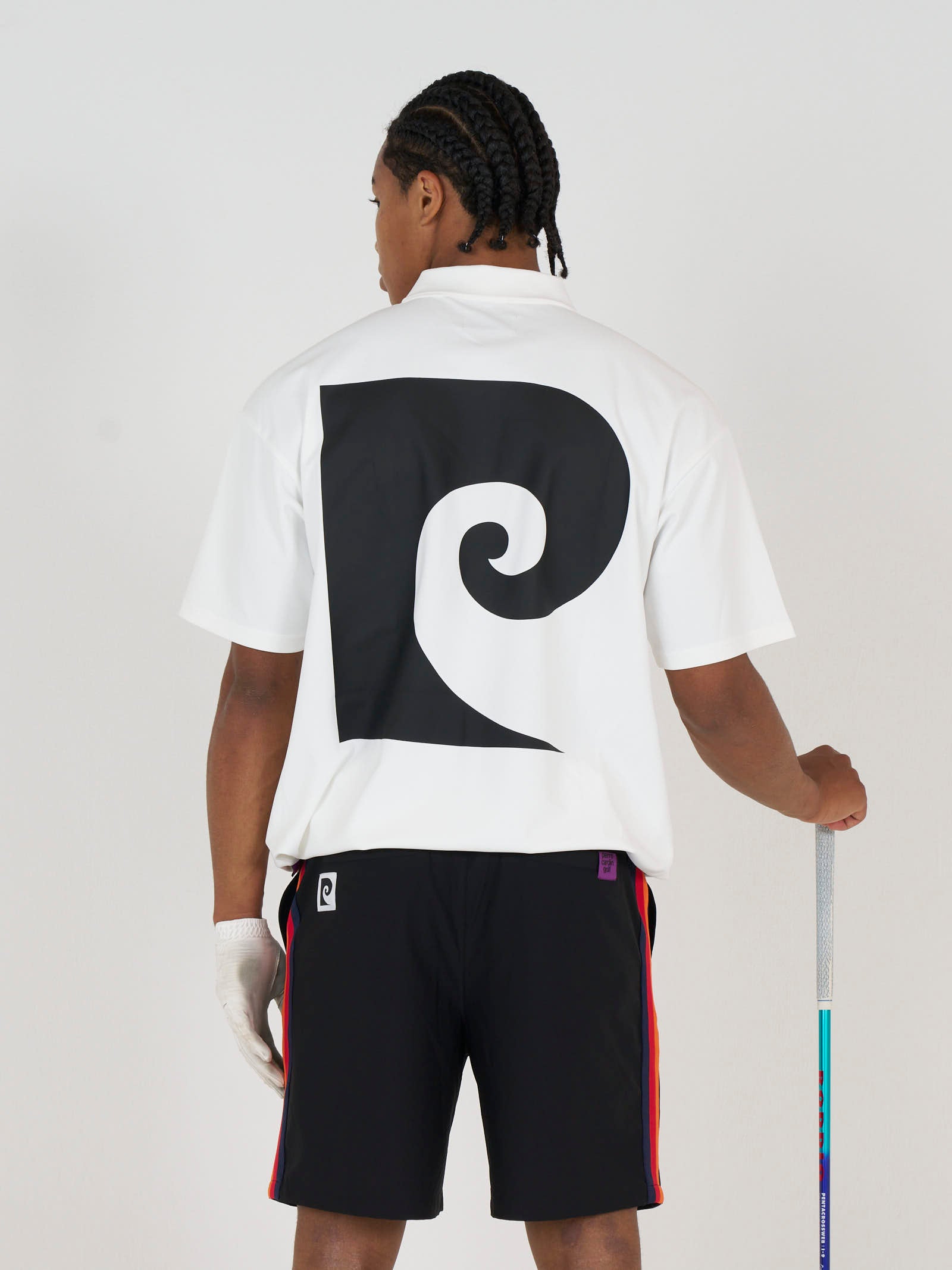 back Plogo short sleeve polo｜WHITE × BLACK - product