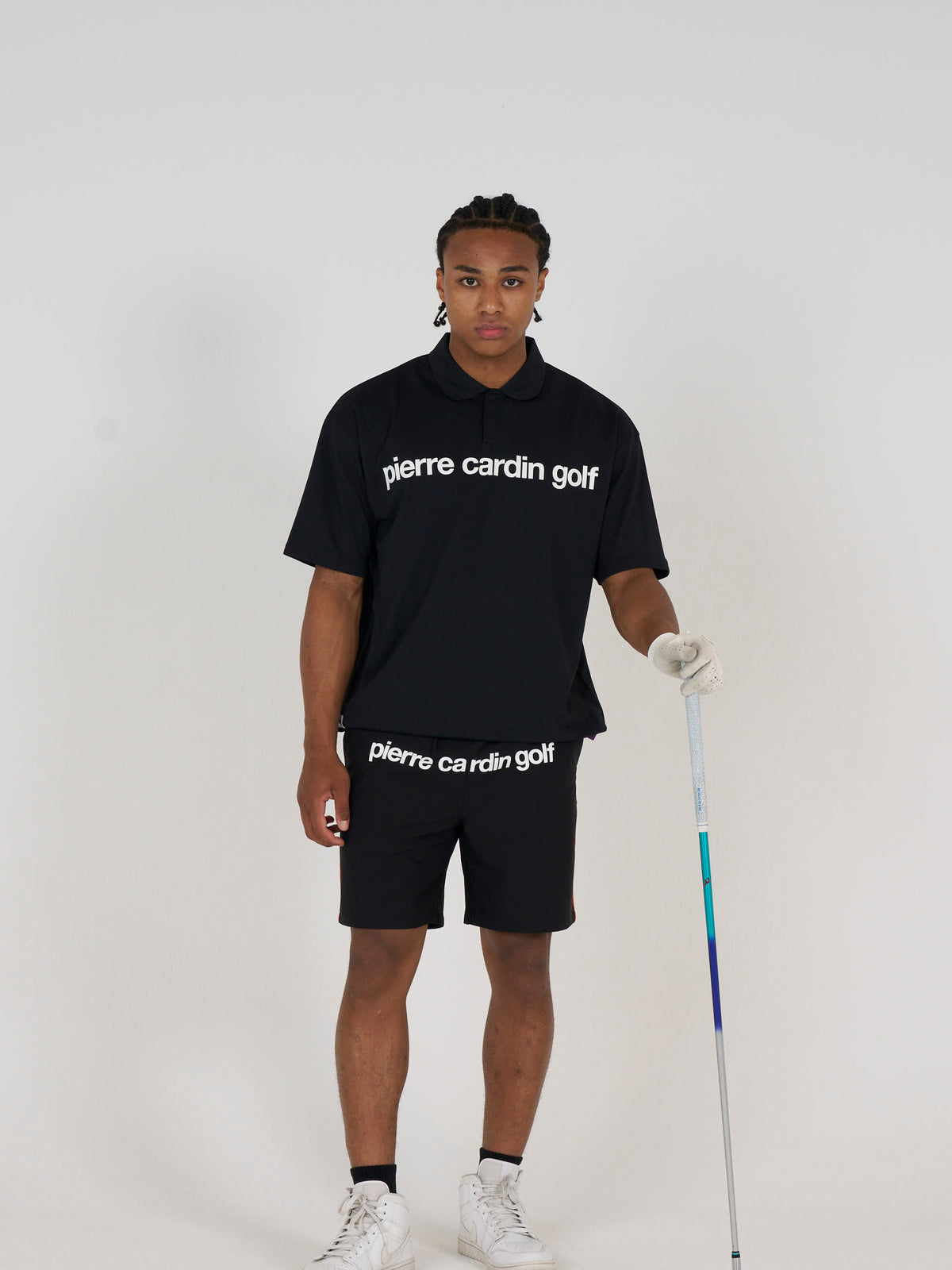 back Plogo short sleeve polo｜BLACK × WHITE - product