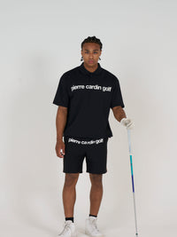 back Plogo short sleeve polo｜BLACK × WHITE - product