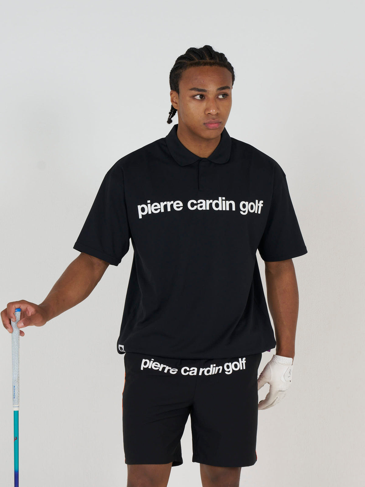 back Plogo short sleeve polo｜BLACK × WHITE - product