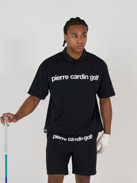 back Plogo short sleeve polo｜BLACK × WHITE - product