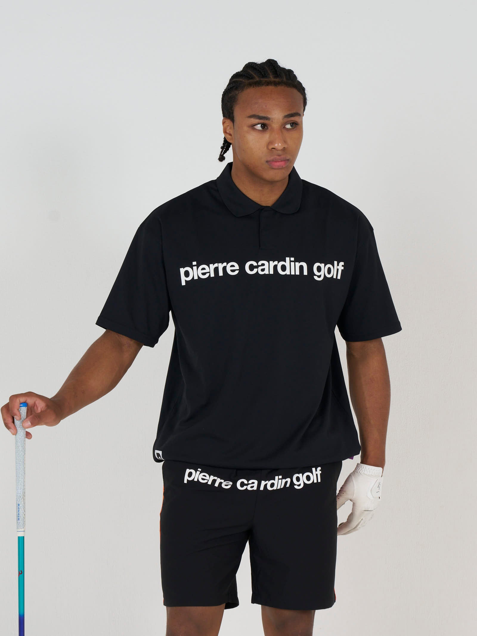 back Plogo short sleeve polo｜BLACK × WHITE - product