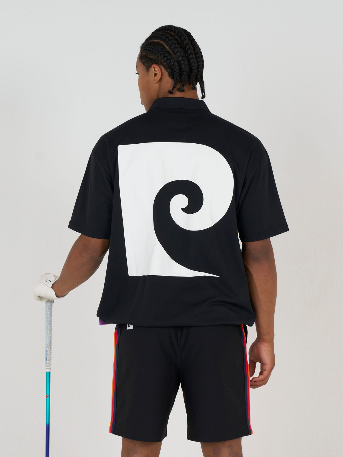 back Plogo short sleeve polo｜BLACK × WHITE - product
