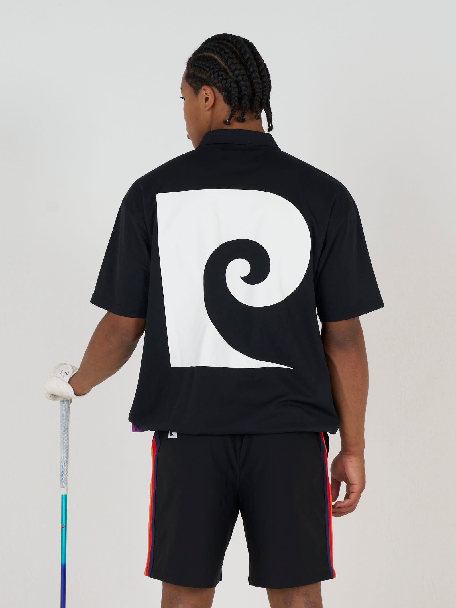 back Plogo short sleeve polo｜BLACK × WHITE - product
