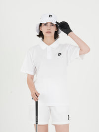 Back pcg logo short sleeve polo｜WHITE - model
