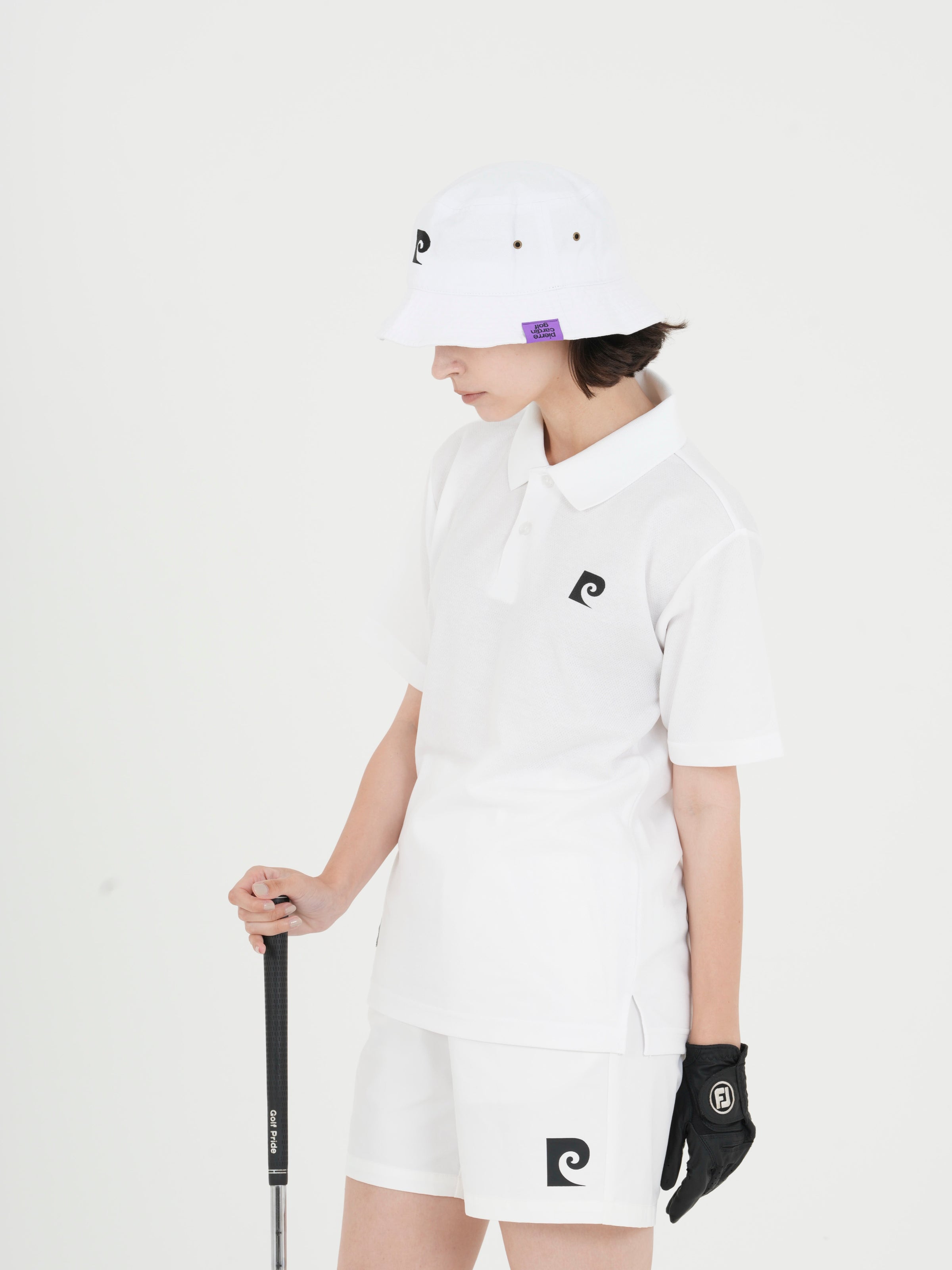 Back pcg logo short sleeve polo｜WHITE - model