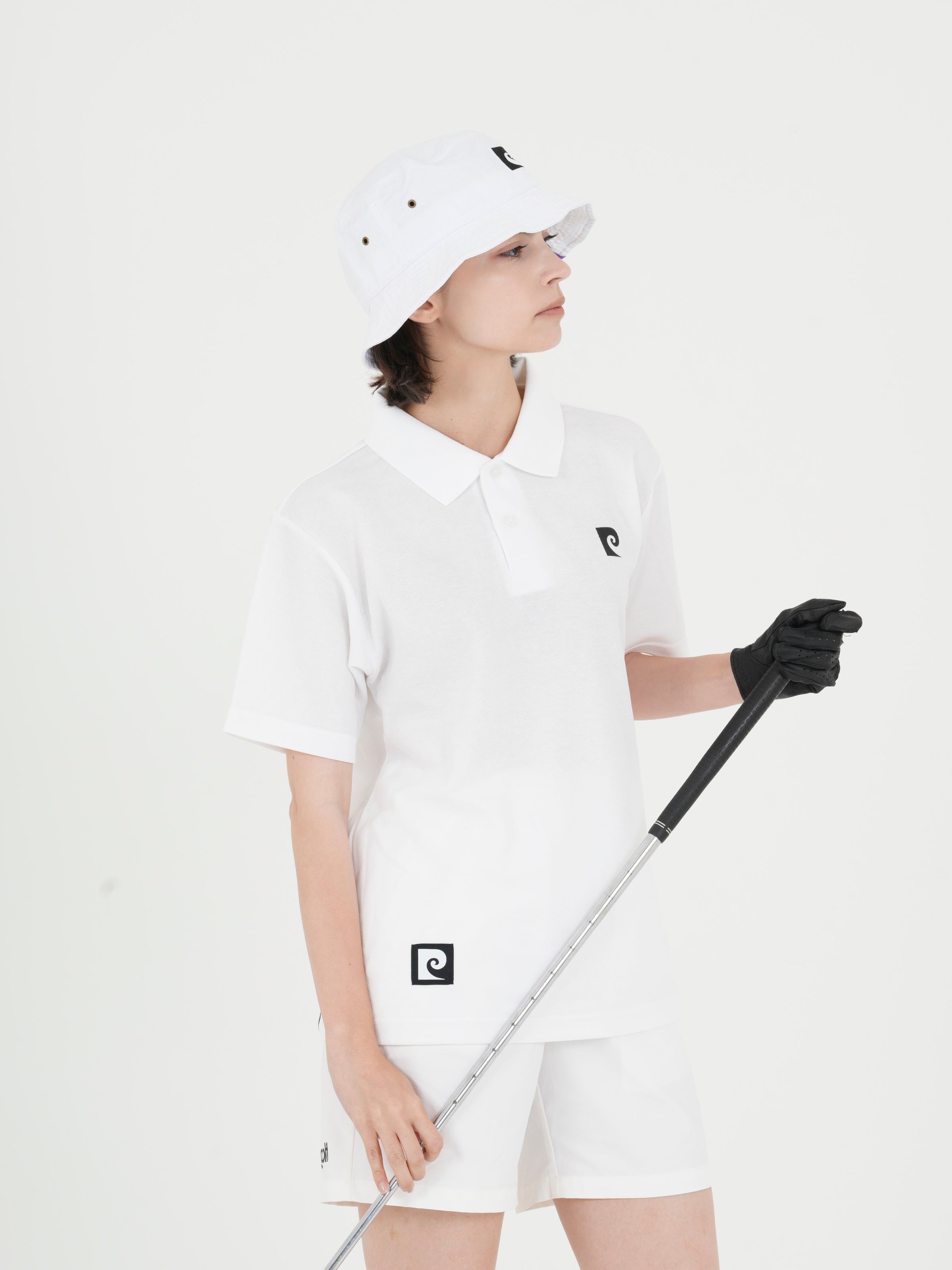 Back pcg logo short sleeve polo｜WHITE - model