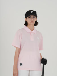 Back pcg logo short sleeve ladies polo｜PINK - model