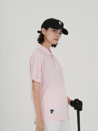 Back pcg logo short sleeve ladies polo｜PINK - model
