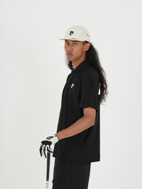 Back pcg logo short sleeve polo｜BLACK - model