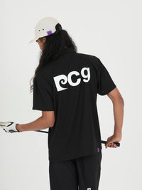 Back pcg logo short sleeve polo｜BLACK - model