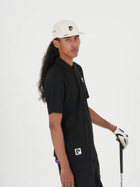Back pcg logo short sleeve polo｜BLACK - model