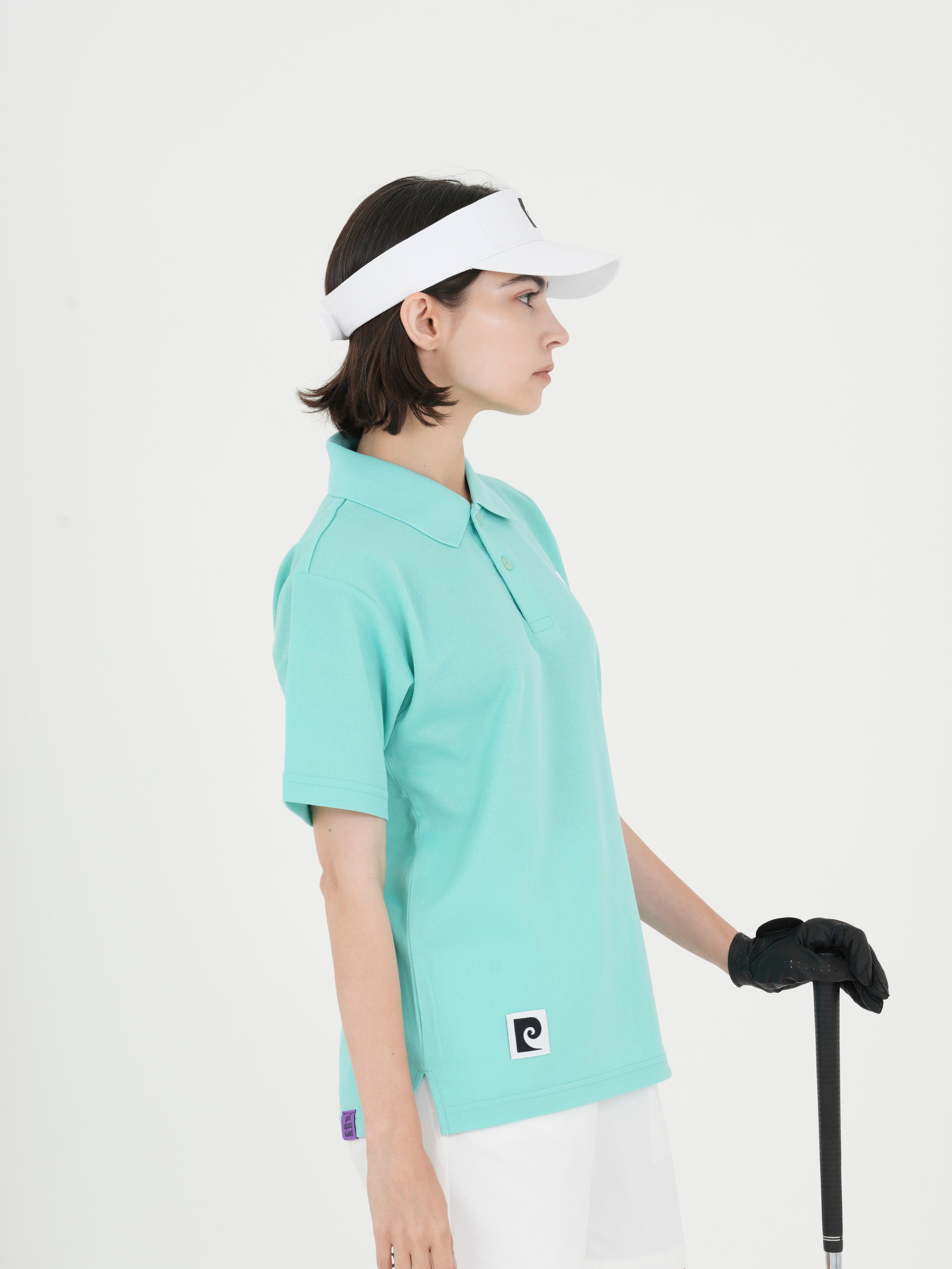 Back pcg logo short sleeve ladies polo｜MINT - model