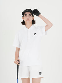 Back pcg logo short sleeve polo｜WHITE - model